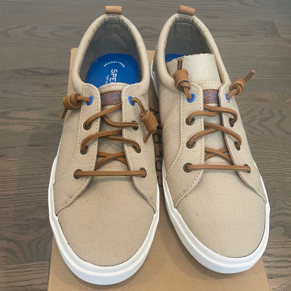 Sperry Womens Pier Wave Flats- Khaki/Beige - Size 10 - NEW